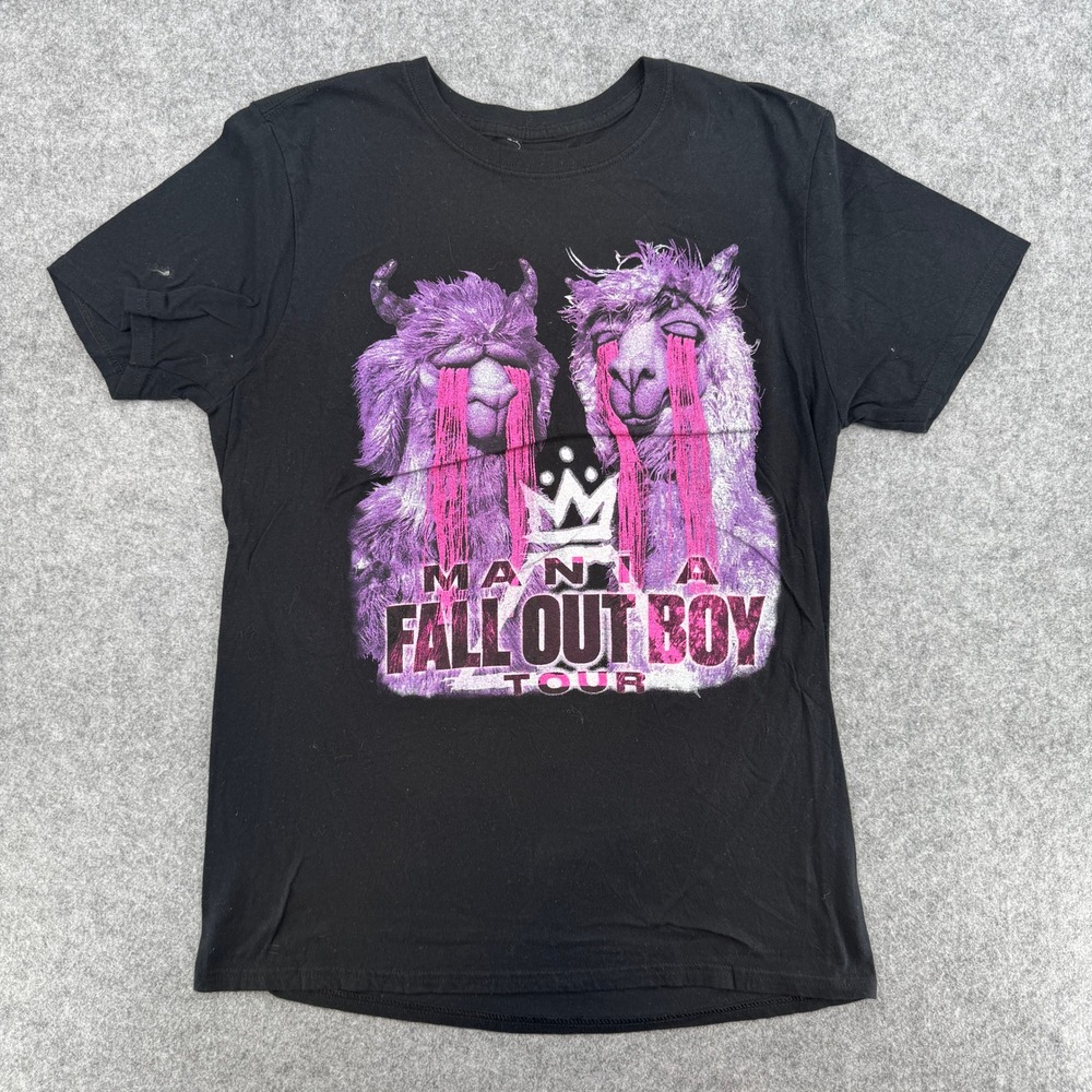 Fall Out Boy T-Shirt Mens L Black MANIA Tour 2018 Graphic Concert Tee EUC